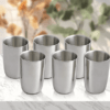 Shri & Sam High Grade Stainless Steel Nikki Glass Set Double Wall, Silver, Pack of 6